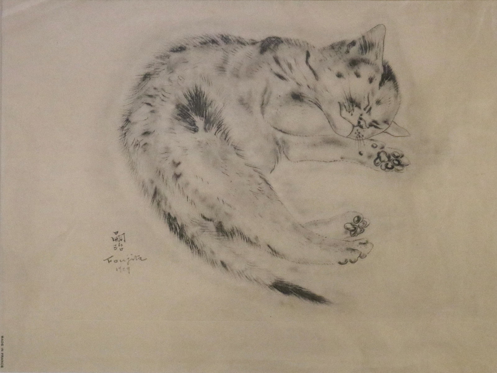 Print, Leonard Tsuguharu Foujita: Leonard Tsuguharu Foujita (French/Japanese, 1886-1968), "Pasiphae" from "Book of Cat," 1929, collotype print, signed in plate lower left, plate: 7.75"h x 10.25"w, overall (with mat): 16"h x 20"w. Prov