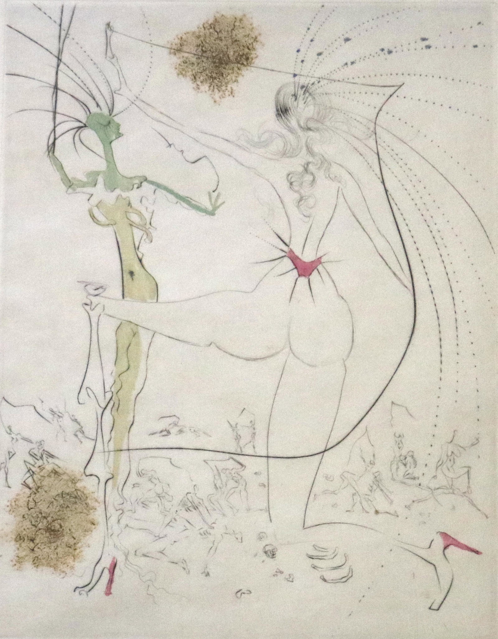 Print, Salvador Dali: Salvador Dali (Spanish, 1904-1989), "Les Fesses Piquantes" from "La Venus aux Fourrures," etching in colors, pencil signed and embossed stamp lower right, edition 40/145, image: 12.5"h x 9.25"w, overa