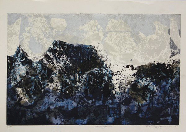 Silkscreen Dorothy Bowman: (lot of 87) Unframed artworks by Dorothy Bowman (Californian, b. 1927): One matted silkscreen, ''Pink Interiors'', titled lower left, signed and dated 53 lower right, overall: 20''h x 24''w; 121. (86