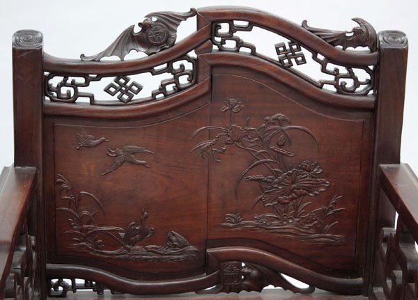 Pair Chinese Carved Hardwood Chairs - 3