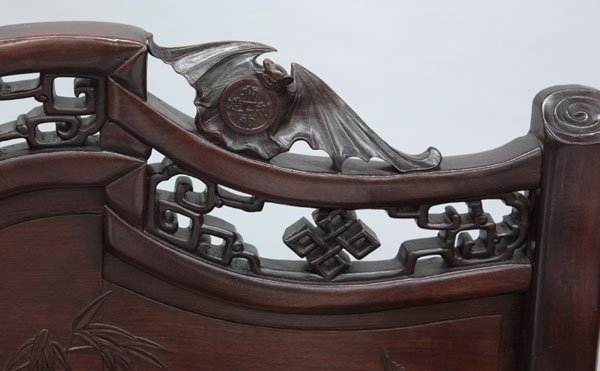 Pair Chinese Carved Hardwood Chairs - 4