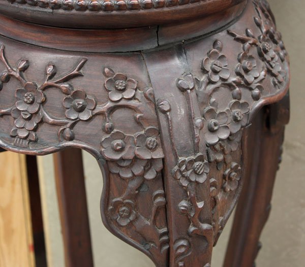 Chinese Export Carved Stand w/Marble - 2