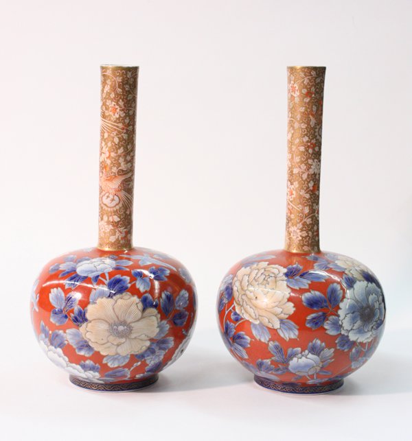 Japanese Fukagawa Porcelain Vases