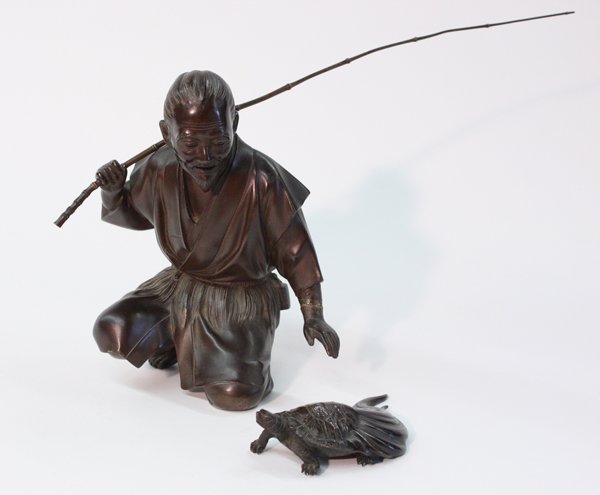 Japanese bronze figural group, Meiji