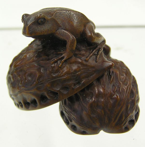 Japanese Wood/Ivory Netsuke, Frog - 5