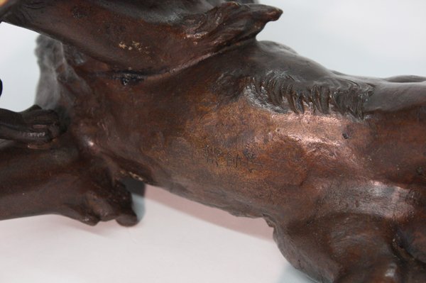 Japanese Bronze Lion and Wolf, Meiji - 5