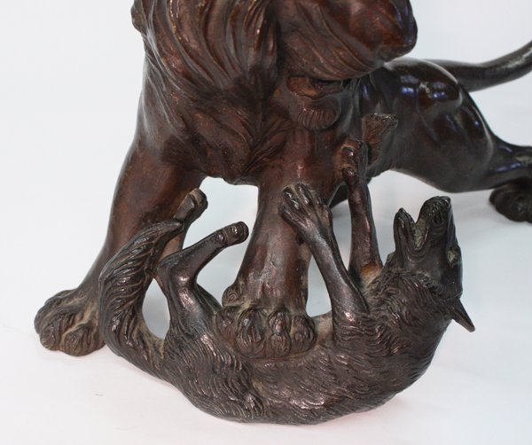 Japanese Bronze Lion and Wolf, Meiji - 6