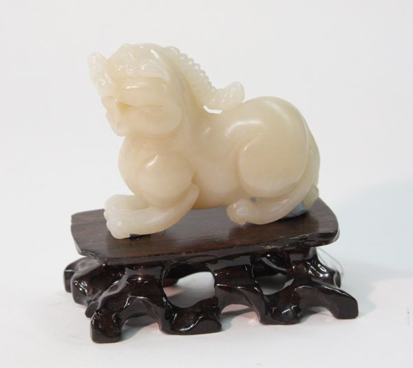 Chinese White Jade Qilin Figure