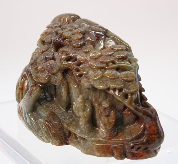 Chinese Green Nephrite Carved Boulder - 2