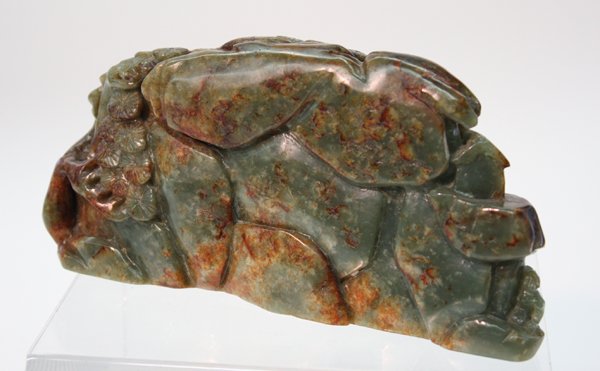 Chinese Green Nephrite Carved Boulder - 3