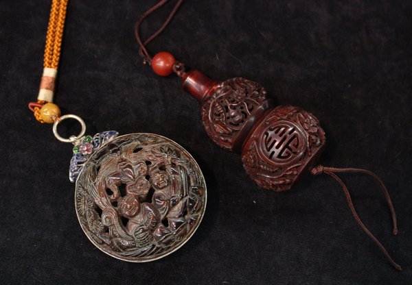 Chinese Carved Horn Incense Containers
