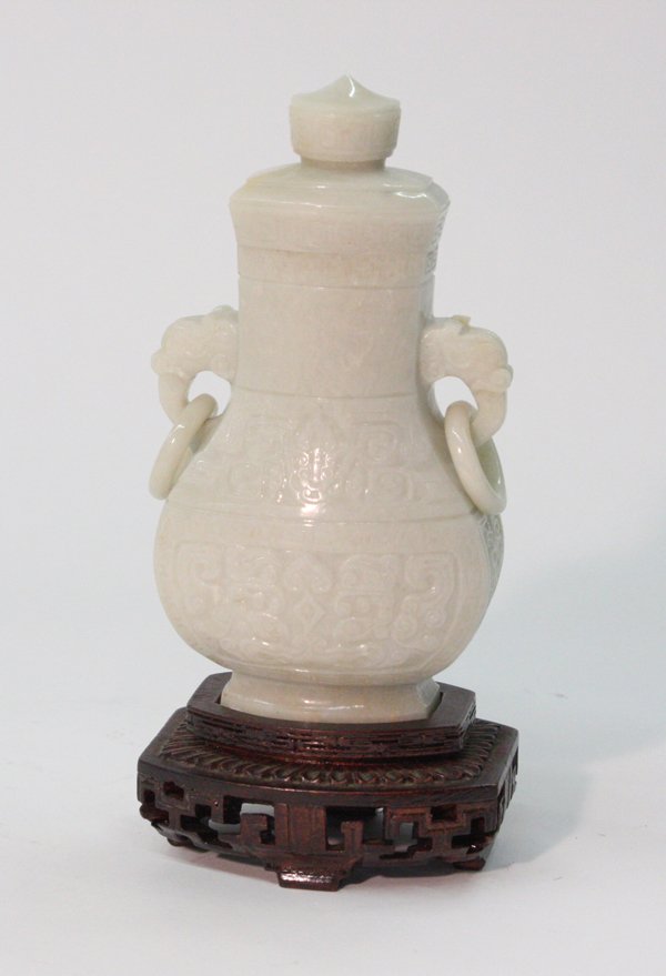 Chinese small jade urn with cover
