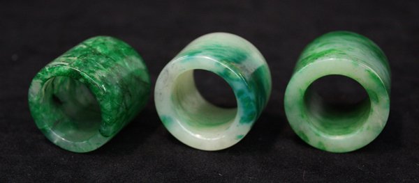 Chinese Green Jadeite Thumb/Archer Rings - 2