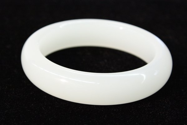 Chinese Large White Jade Bracelet