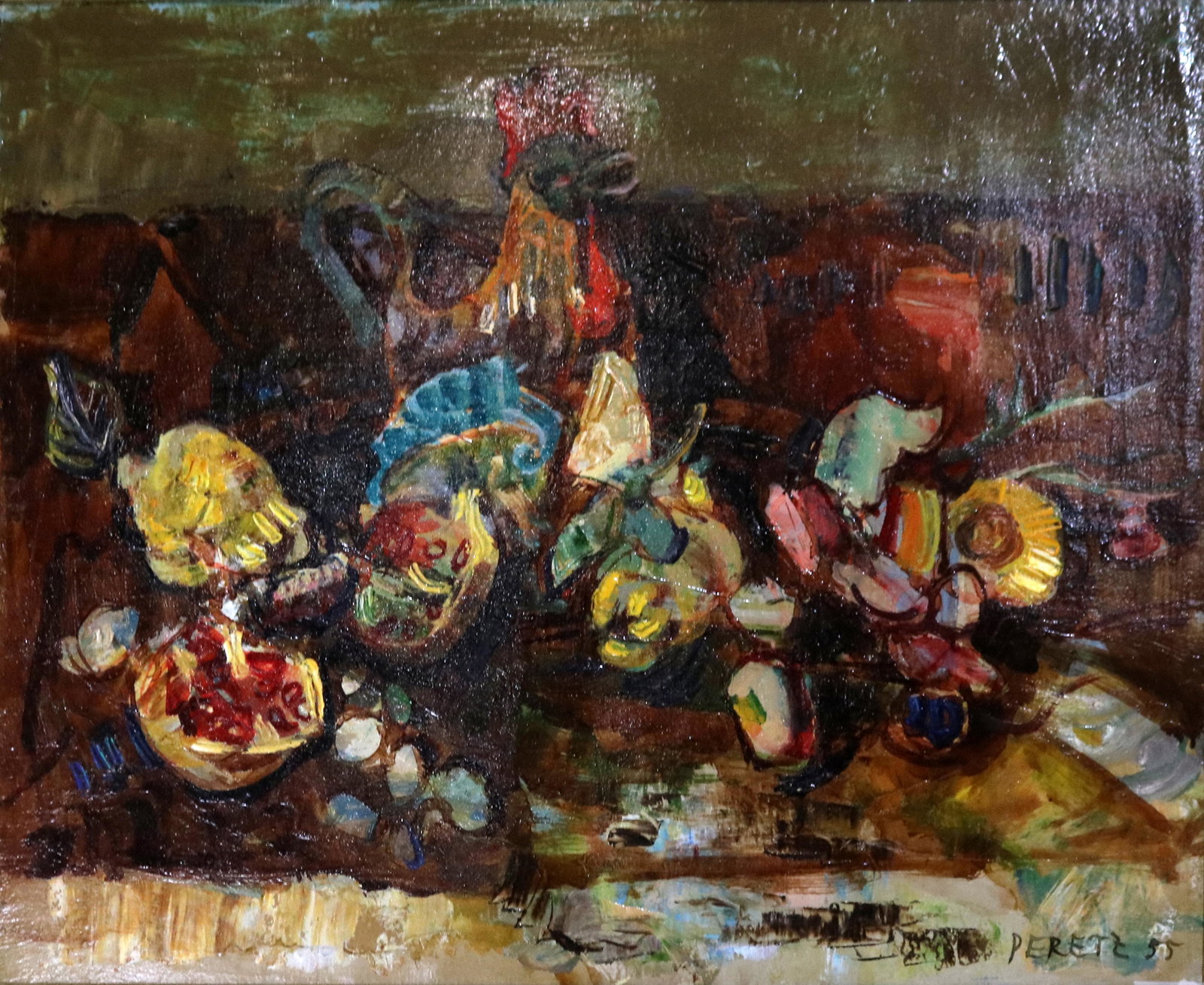 Painting, David Peretz: David Peretz (French, 1906-1982), "La Plaine de Costellet," 1955, oil on canvas, signed and dated lower right, canvas: 17.75"h x 21.5"w, overall (with frame): 26"h x 29.5"w