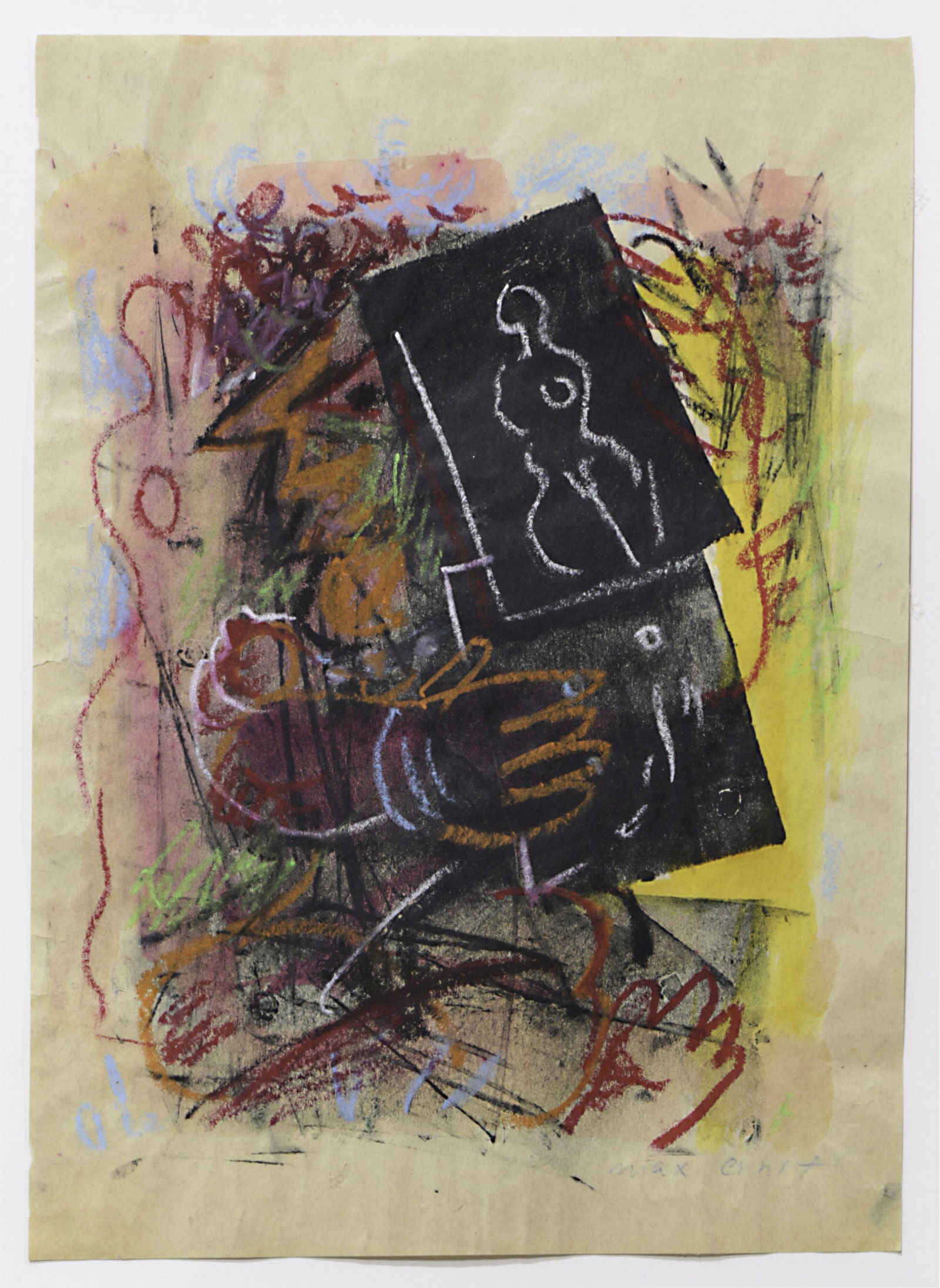 Work on paper, Attributed to Max Ernst: Attributed to Max Ernst (French/German, 1891-1976), Zahlen, ink and crayon on paper, pencil signed "Max Ernst," lower right, sheet: 11.5"h x 8.25"w, overall (with frame): 24"h x 20.25"w