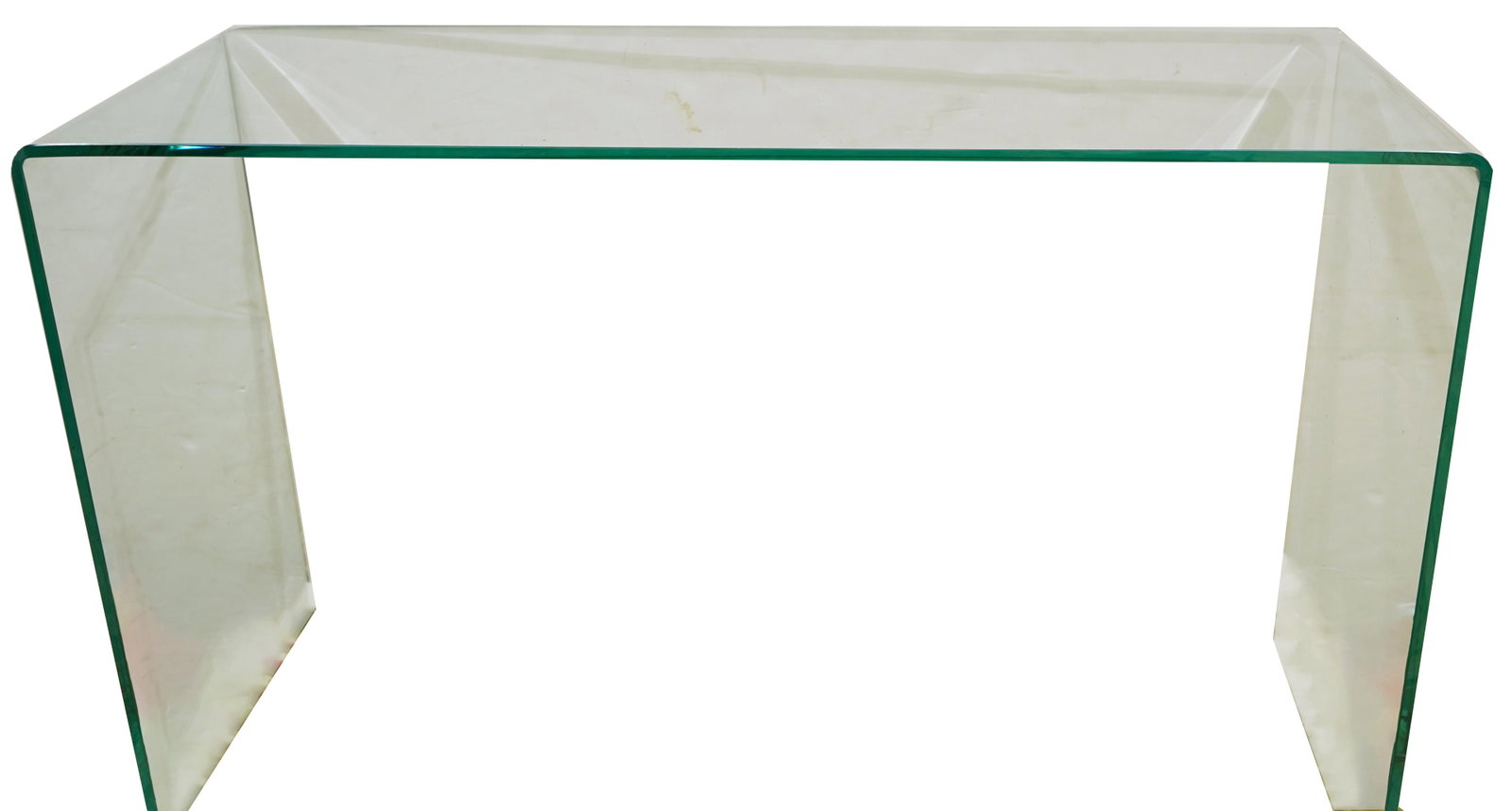 A Modernist plate glass console table: A Modernist plate glass console table, 29.5"h x 47"w x 16"d