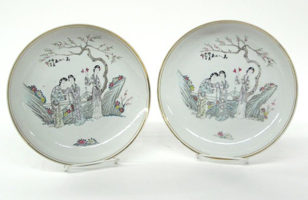Pair Chinese Enameled Porcelain Plates - 4