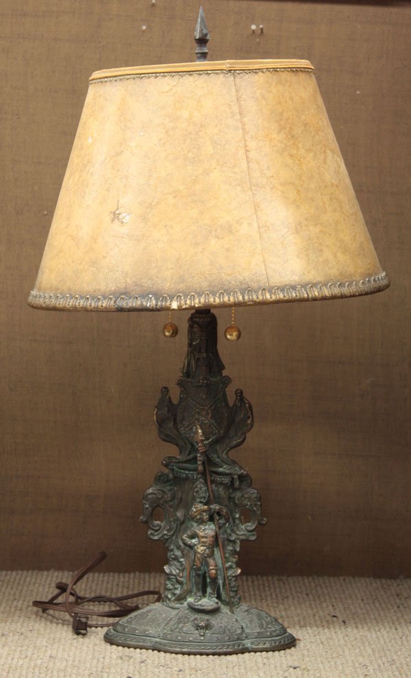 Bronze clad figural table lamp