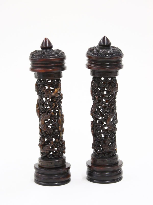 Pair of Chinese Horn Incense Holders
