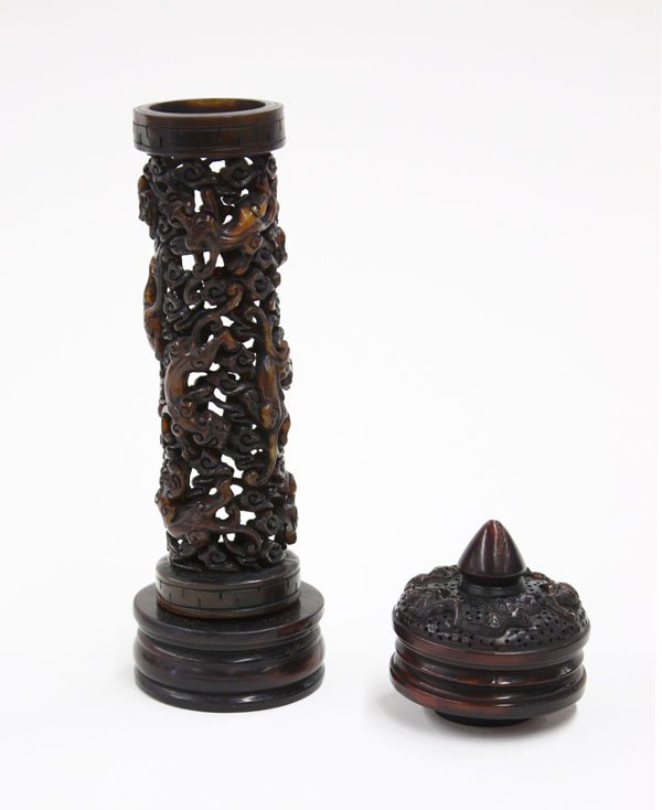 Pair of Chinese Horn Incense Holders - 2
