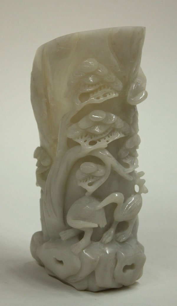 Chinese White Hardstone Brush Pot - 2