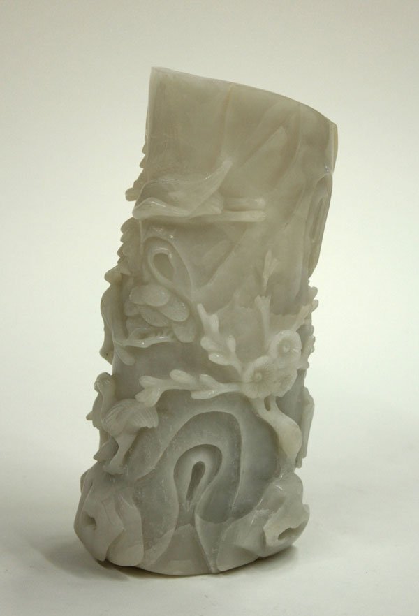 Chinese White Hardstone Brush Pot - 3