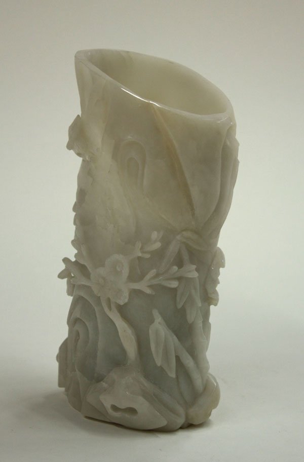 Chinese White Hardstone Brush Pot - 4