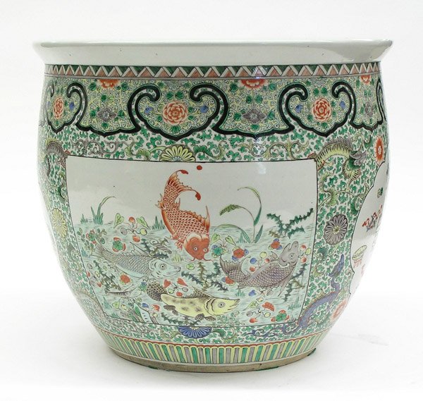 Chinese Enameled Porcelain Fish Basin