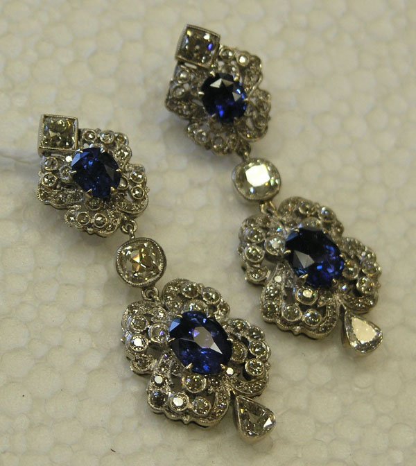 sapphire diamond earrings white gold