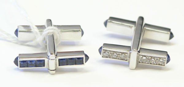 Sapphire diamond cufflinks white gold
