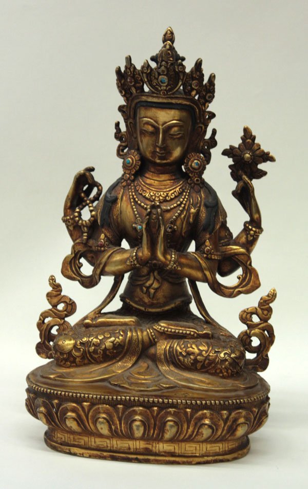 Sino-Tibetan Style Gilt Metal Deity