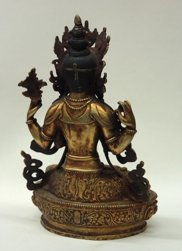 Sino-Tibetan Style Gilt Metal Deity - 3