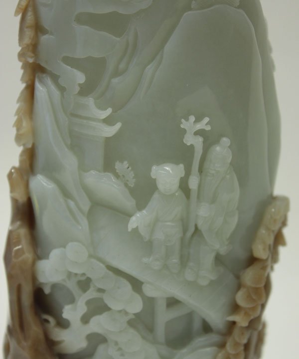 Chinese Celadon Jade Vase/Brush Pot - 5