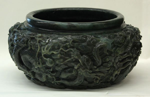 Chinese Large Spinach Jade Bowl