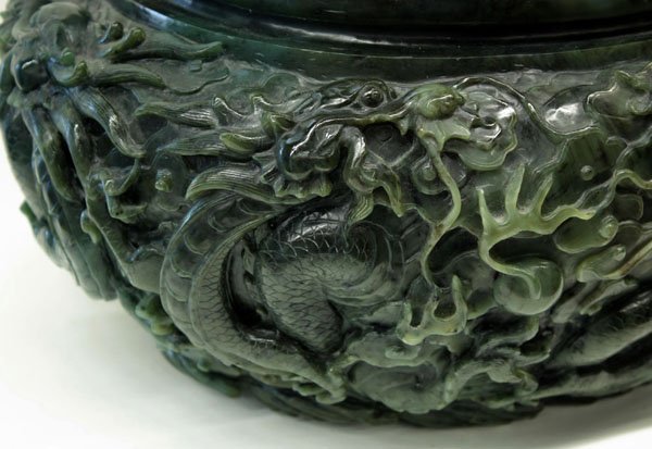 Chinese Large Spinach Jade Bowl - 2