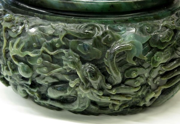Chinese Large Spinach Jade Bowl - 3