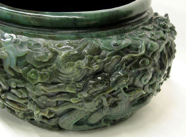 Chinese Large Spinach Jade Bowl - 4