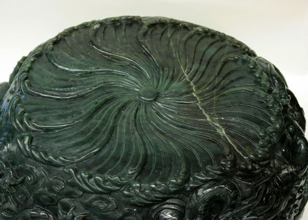 Chinese Large Spinach Jade Bowl - 6