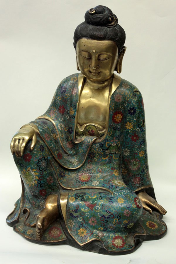 Chinese Gilt Metal/Cloisonne Figure