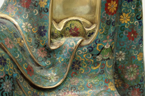 Chinese Gilt Metal/Cloisonne Figure - 2