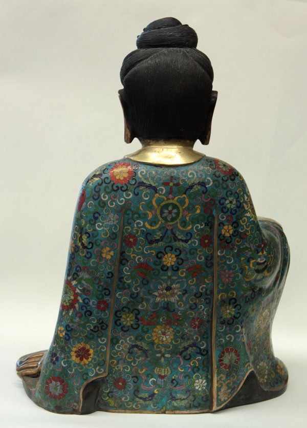 Chinese Gilt Metal/Cloisonne Figure - 3