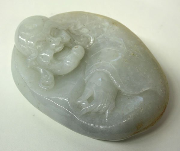 Chinese Carved Jade Pebble, Lohan