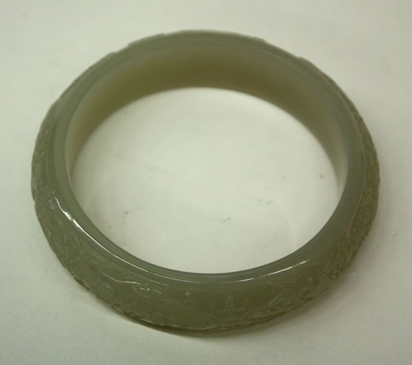 Chinese green jade bangle bracelet - 2