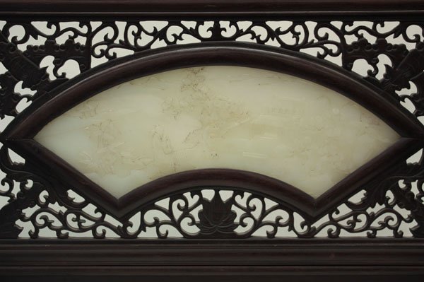 Chinese Jade Inlaid Wood Table Screen - 2