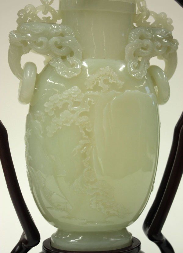 Chinese Celadon Jade Hanging Urn - 2