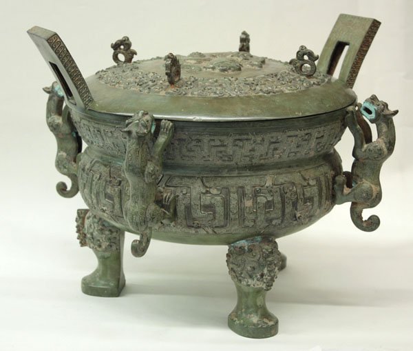Chinese archaistic bronze censer - 2