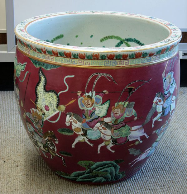 Chinese enamel decorated fish bowl