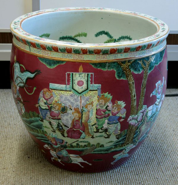 Chinese enamel decorated fish bowl - 2
