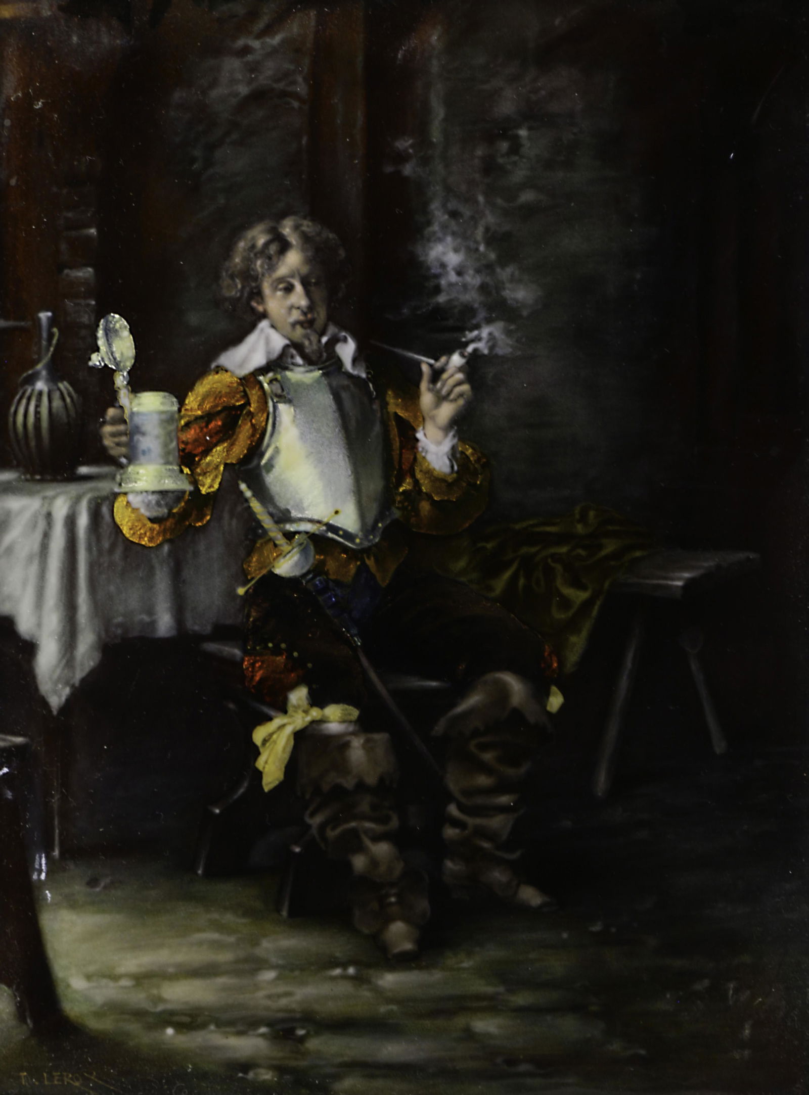 A framed Limoges enamel portrait miniature of a Dutch (1 of 4)